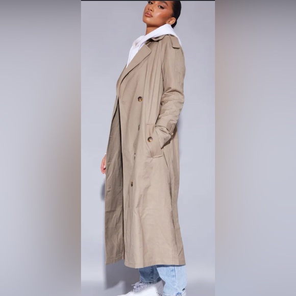 American Eagle Outfitters Long Tan Trench Coat timeless - Picture 5 of 8